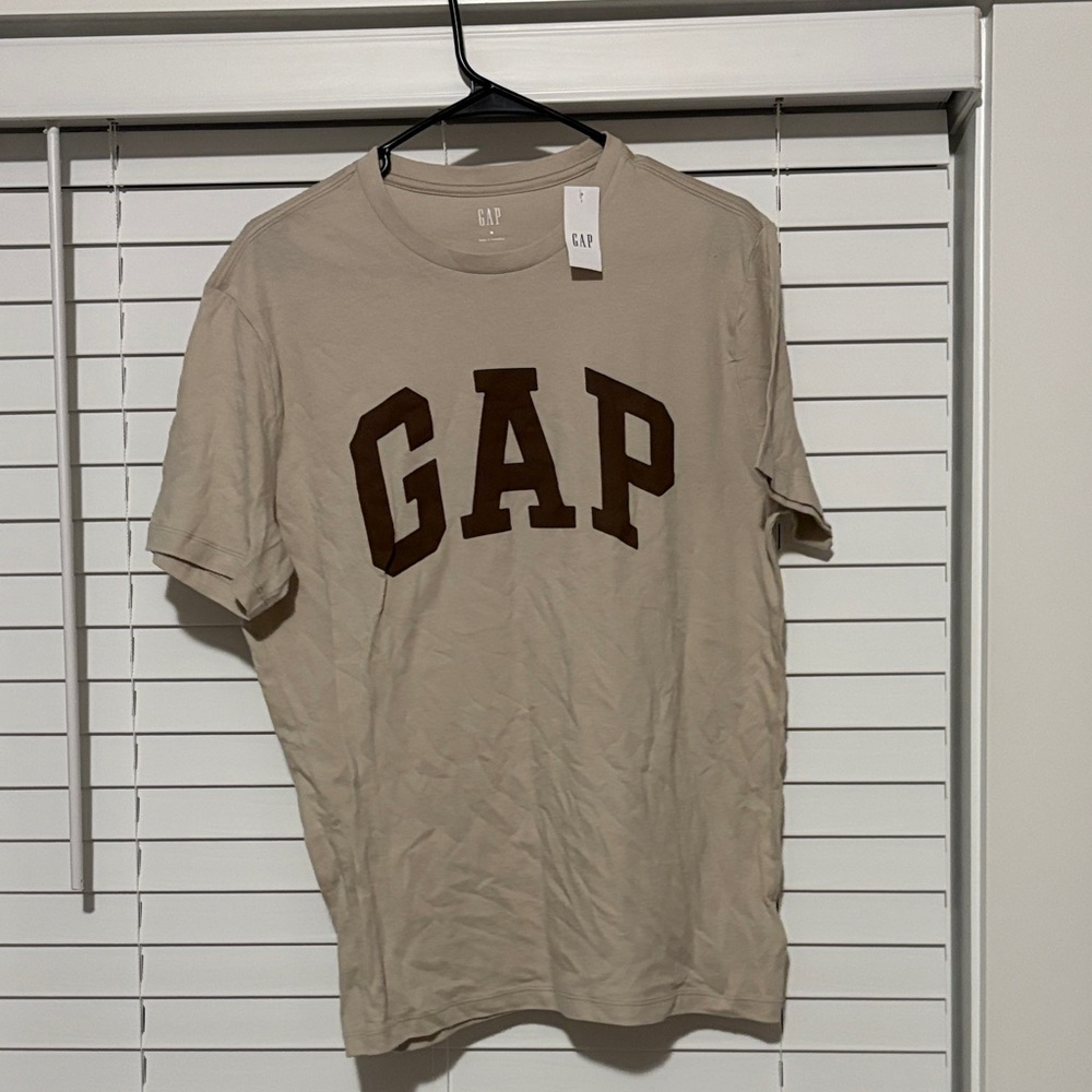 NWT GAP Tan Tee with Bold Brown Lettering